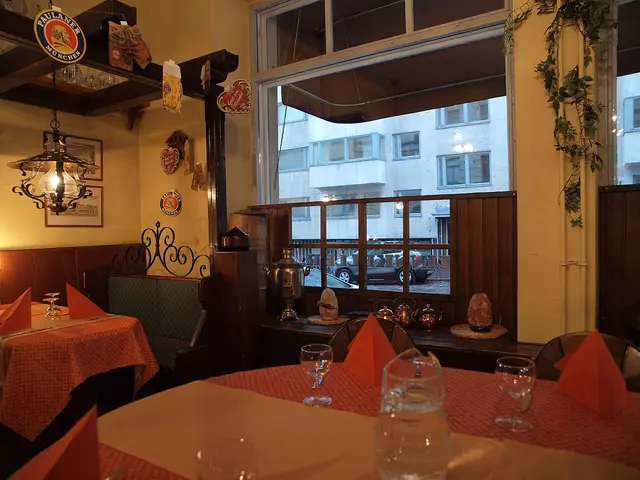 Interior dining room of the Zinnkeller restaurant in Helsinki, Finland.
