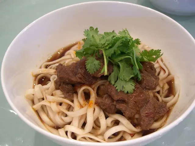 A bowl of Chinese braised beef noodle soup.