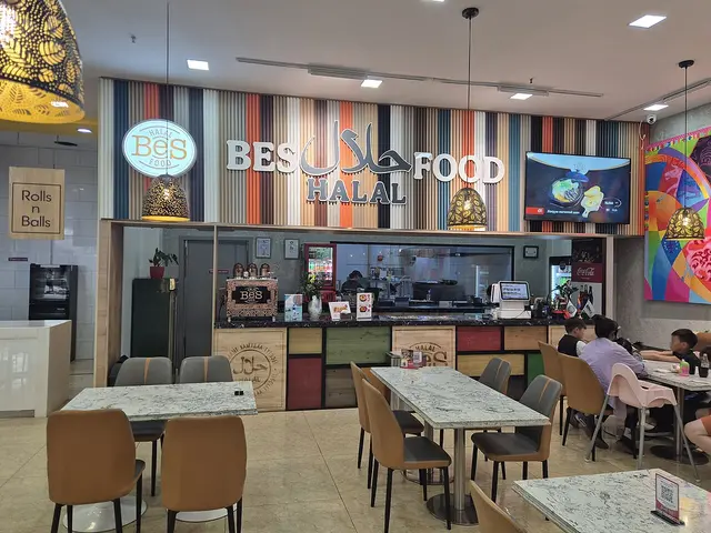 Storefront of BeS Halal Food at Hunnu Mall in Ulaanbaatar, Mongolia.