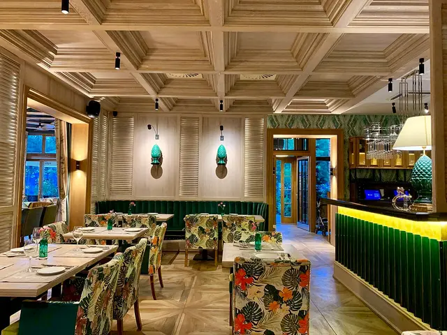 Interior dining room of Trattoria Da Antonio in the Ochota district of Warsaw, Poland.