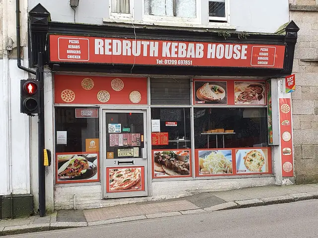 Shopfront of an independent kebab takeaway shop.