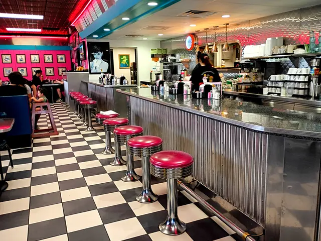 The interior dining area of a family diner.